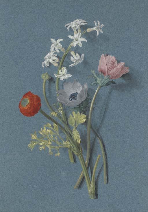 Alexis-Nicolas Pérignon - Ranunculus, Anemones And White Hyacinth