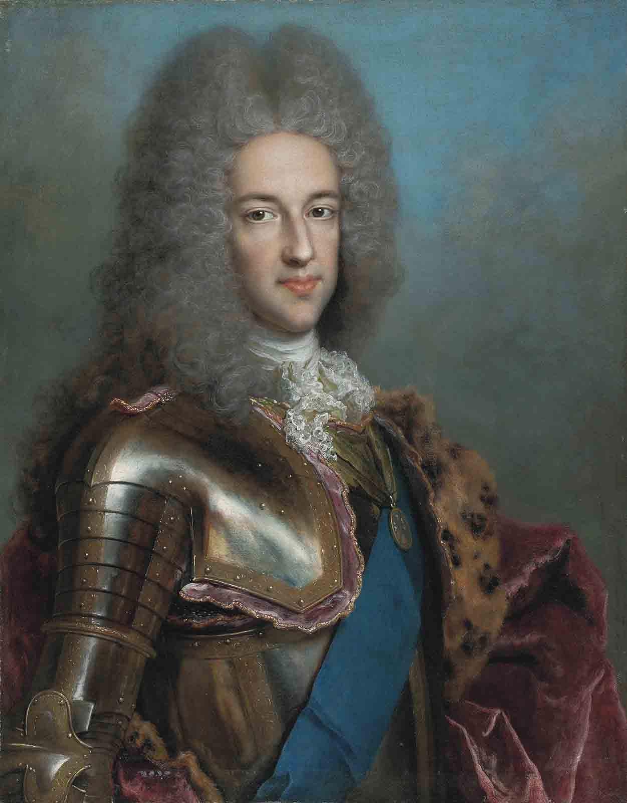 Alexis-Simon Belle - Portrait of James Francis Edward Stuart, the Old Pretender (1688-1766), half-length, in armour, with the sash of the Order of the Garter and the medal of the Order of the Thistle
