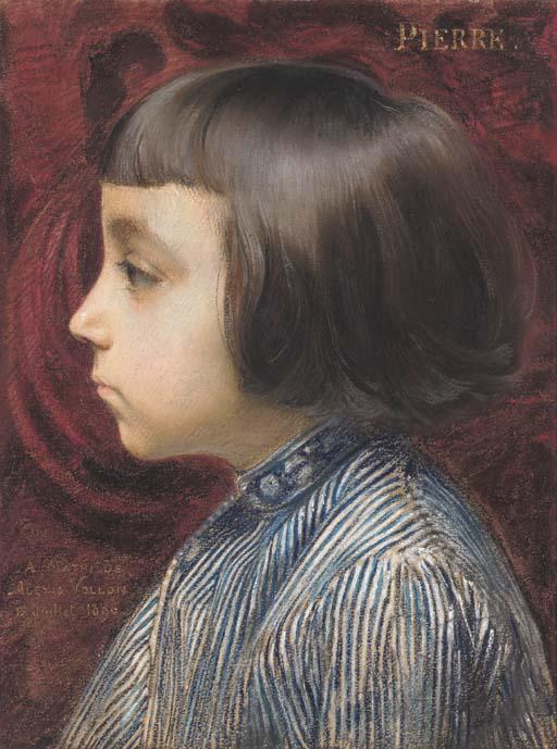 Alexis Vollon - Portrait of the artist\'s son Pierre, in profile to the left, bust length