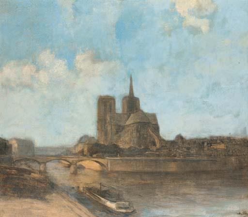Alexis Vollon - The Seine before Notre Dame, Paris