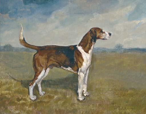 Alfons Purtscher - Otto, a hound in a landscape