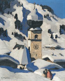Alfons Walde - „Aurach bei Kitzbühel“ (Tiroler Bergdorf/Auracher Kirche)