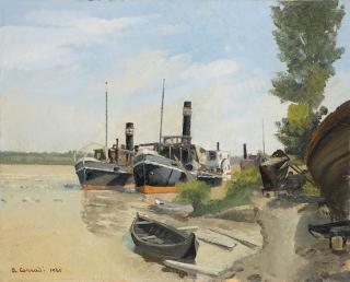 Alfonso Corradi - Cantiere presso il ponte