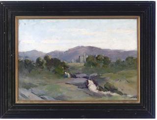 Alfonso Toft - A rocky landscqape with ruins in the distance; and Preparing the gondola, Venice