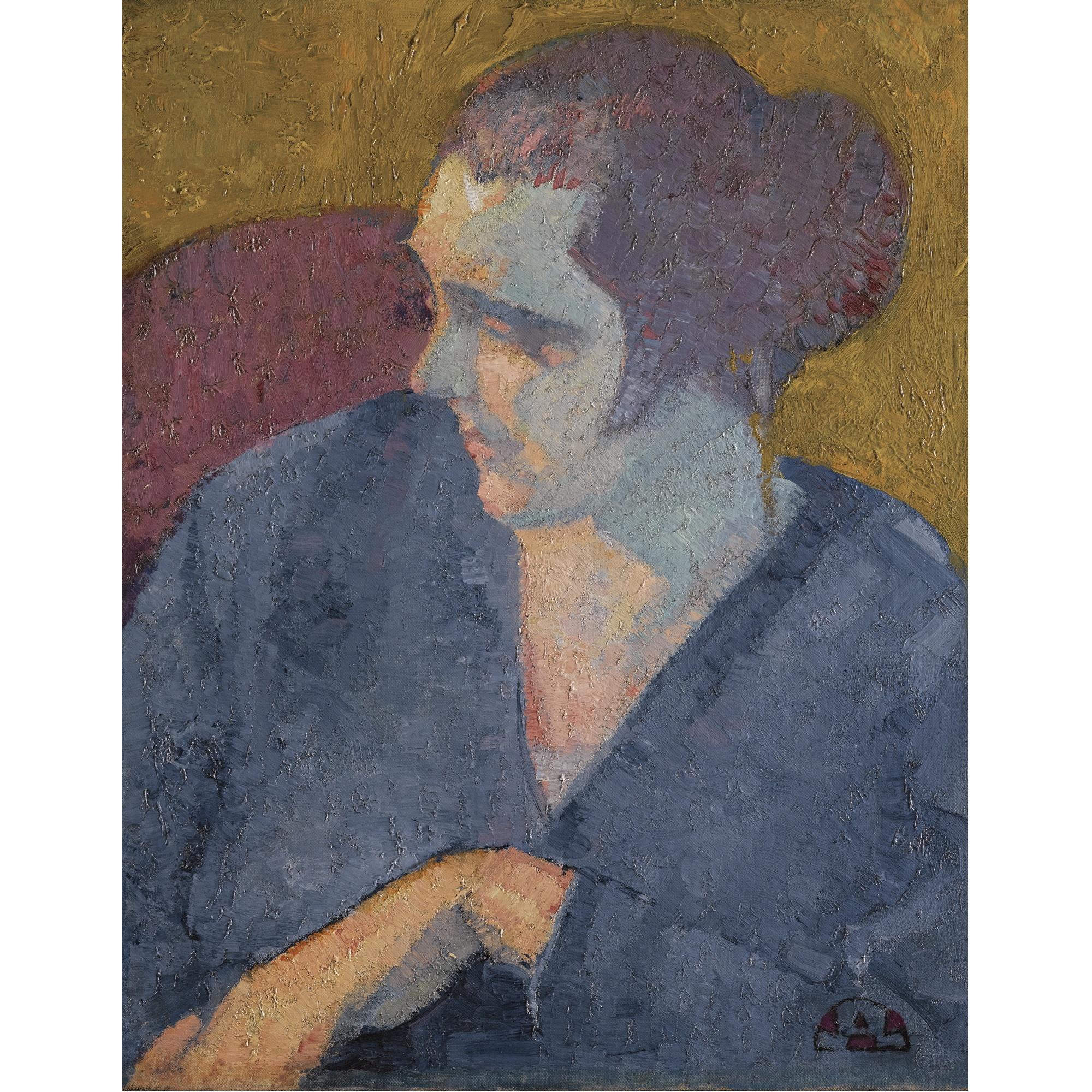 Alfred Aaron Wolmark - Portrait Of A Woman In Blue