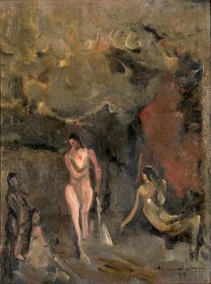 Alfred Aberdam - A Group of Female Nudes framed 47.3 x 39.3 x 2.5 cm (18 3/5 x 15 1/2 x 1 in).