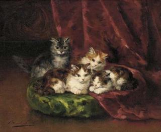 Alfred Arthur Brunel De Neuville - A coterie of cats