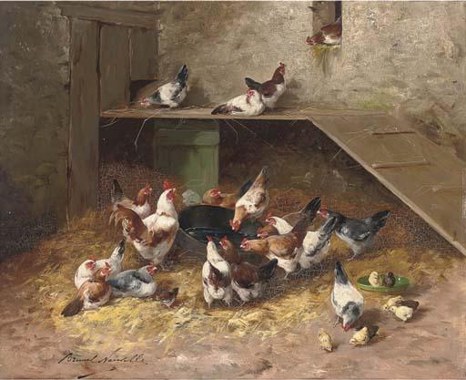 Alfred Arthur Brunel de Neuville - At the chicken farm