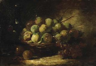 Alfred Arthur Brunel de Neuville - Nature morte aux prunes