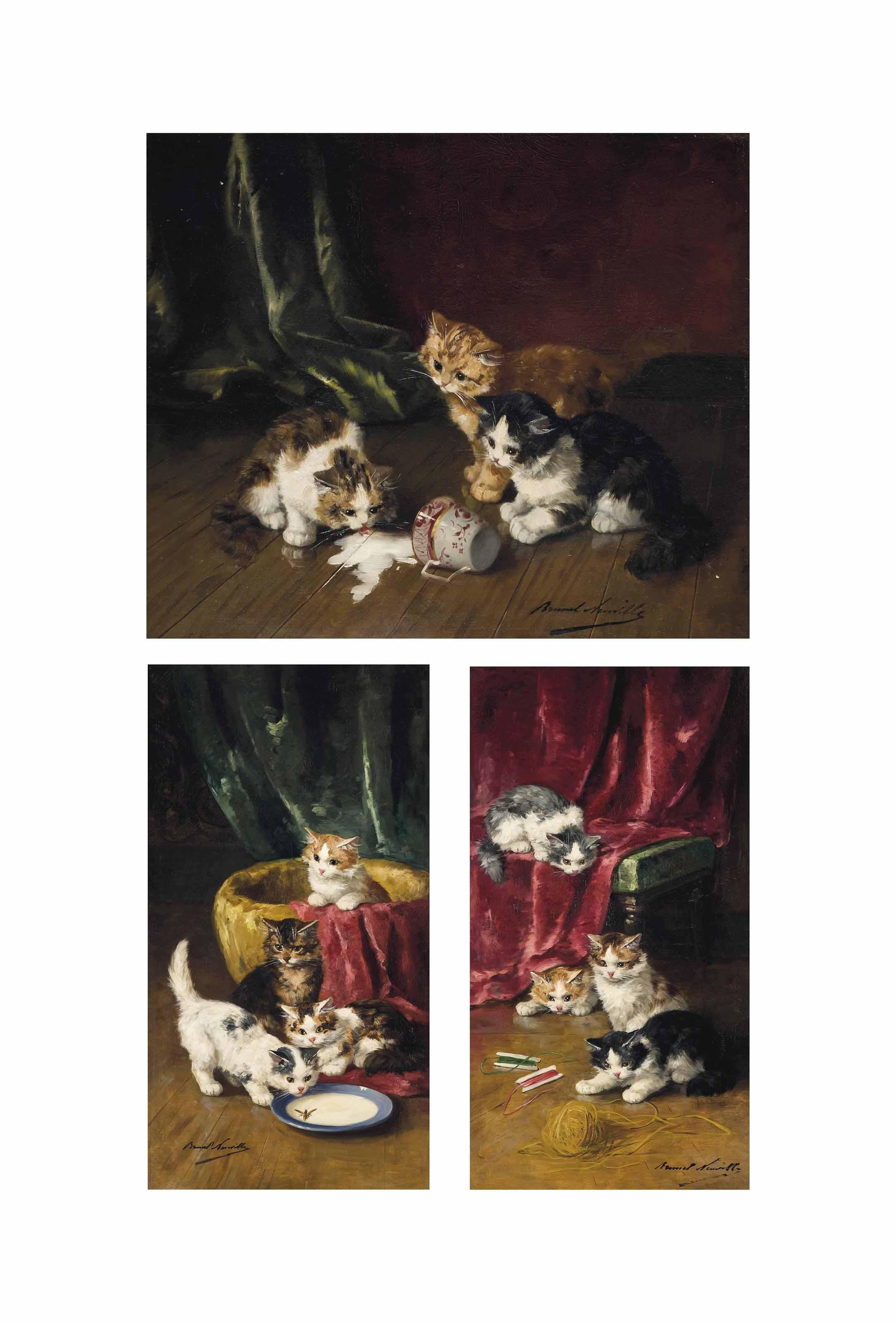 Alfred Arthur Brunel de Neuville - The milk thieves; Up to mischief; and A curiosity