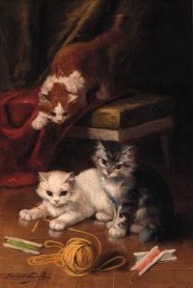 Alfred Arthur Brunel De Neuville - The yellow ball of wool