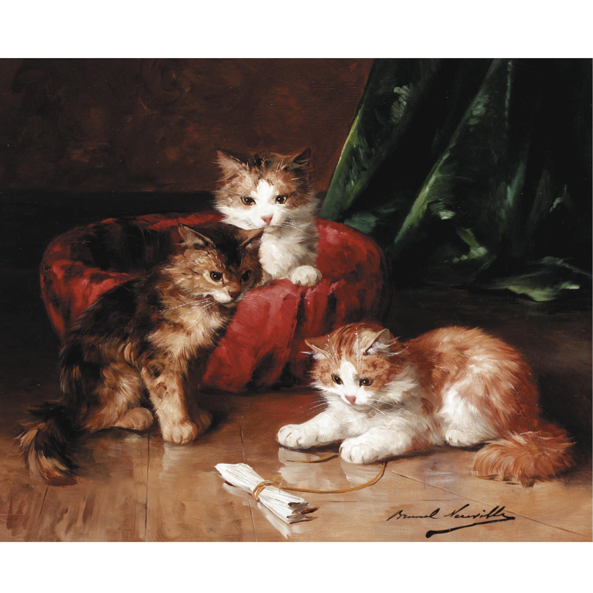 Alfred Arthur Brunel de Neuville - Three Young Kittens