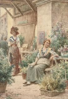 Alfred Augustus Glendening Jun., R.B.A. - The flower market