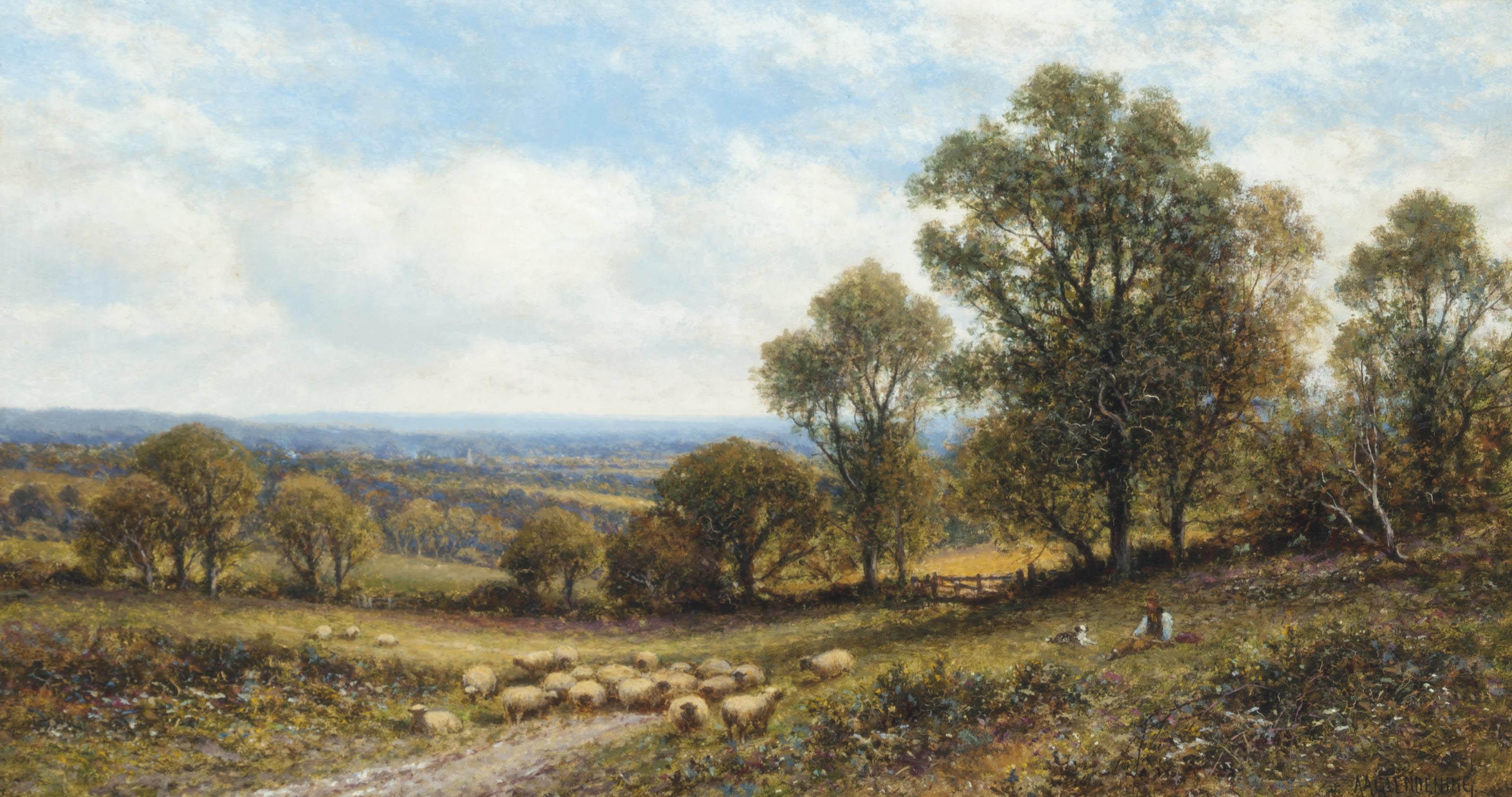 Alfred Augustus Glendening - A shepherd and his flock