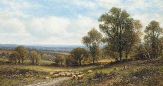 Alfred Augustus Glendening - A shepherd and his flock