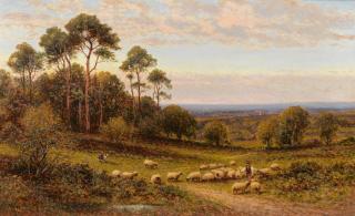 Alfred Augustus Glendening - A Young Shepherd And His Flock In Keston Common, Kent