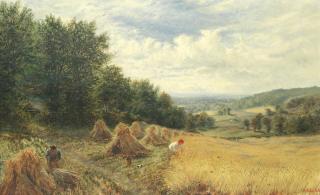 Alfred Augustus Glendening - Harvest on a hillside
