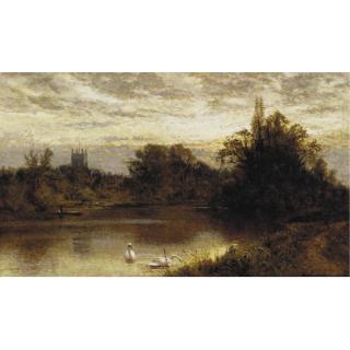Alfred Augustus Glendening - River With Swans