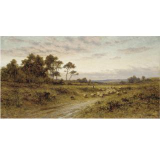 Alfred Augustus Glendening - Shepherd With His Flock At Sunset