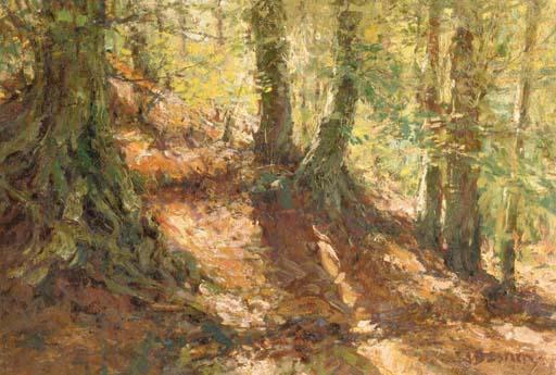 Alfred Bastien - In a sunlit forest