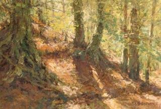 Alfred Bastien - In a sunlit forest