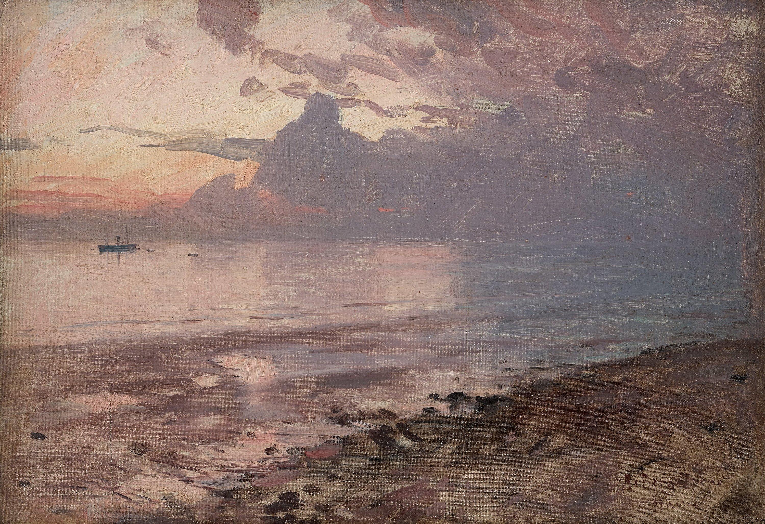 Alfred Bergström - Low tide, from the coast at Le Havre, Normandy