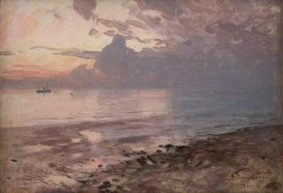 Alfred Bergström - Low tide, from the coast at Le Havre, Normandy