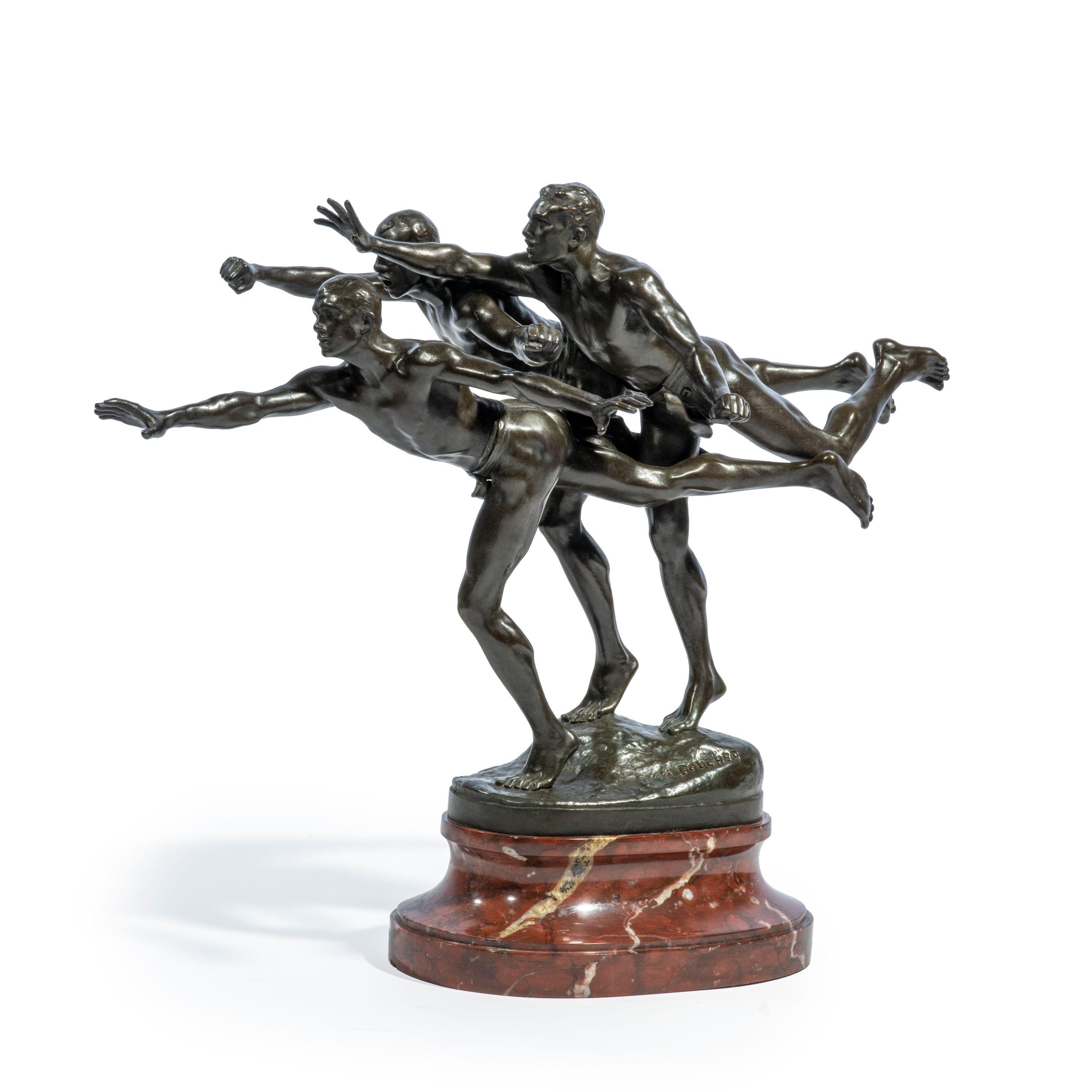 Alfred Boucher - Groupe en bronze représentant \'Au But\', vers 1900