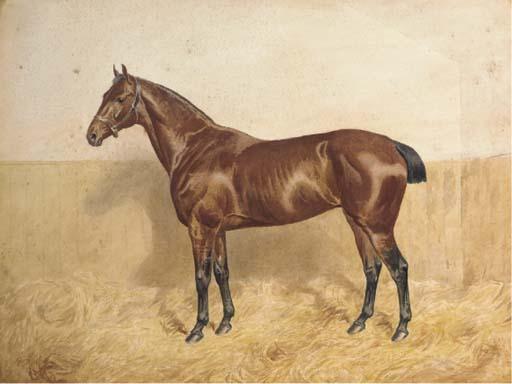 Alfred Bright - Polly, a bay horse in a stable
