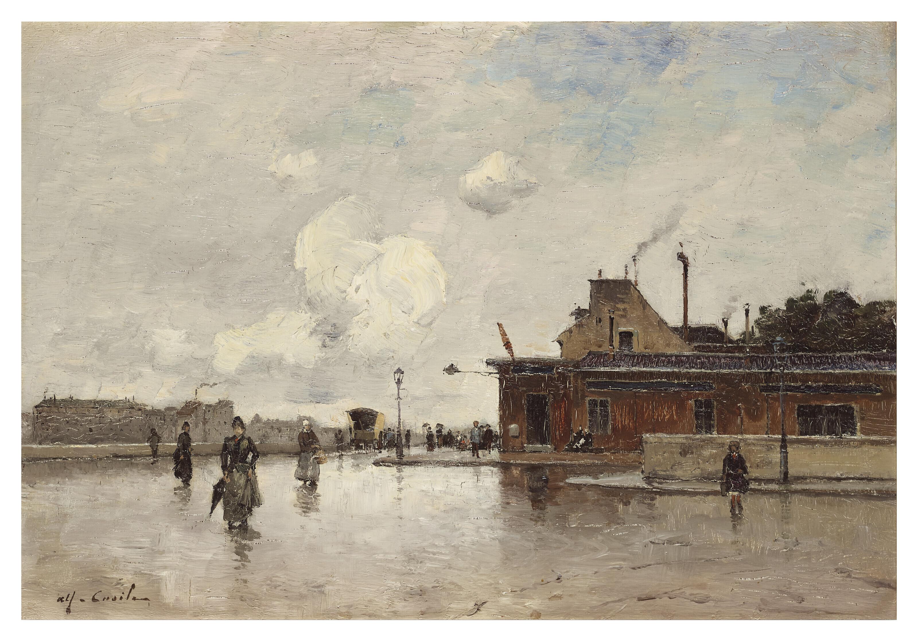 Alfred Casile - Personnages Sur Une Place