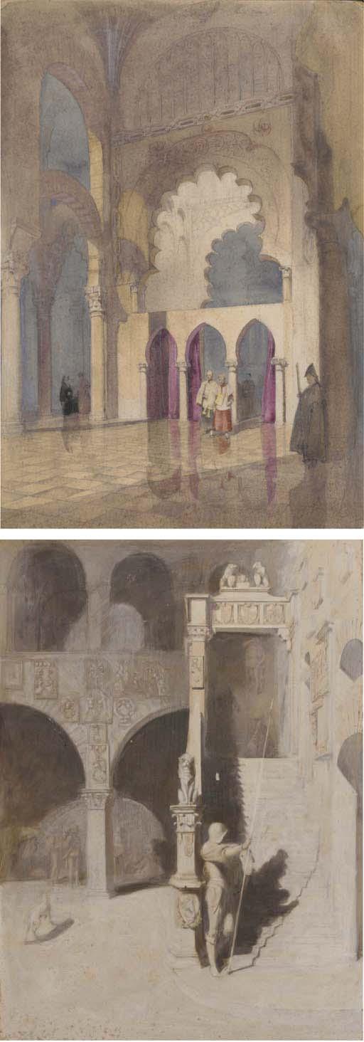 Alfred Charles Conrade - Ecclesiastical Figures In The Cathedral At Cordoba