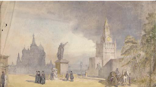 Alfred Charles Conrade - Orthodox Priests Before The Kremlin, Moscow (Recto) And Figures In An Interior (Verso)