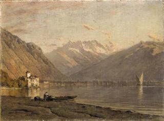 Alfred Chavannes - Genfersee Mit Schloss Chillon Und Dents Du Midi, 1875