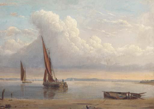 Alfred Clint - Barges in a calm on the estuary