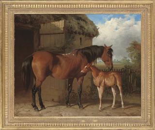 Alfred Corbould - A mare and foal