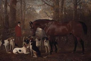 Alfred Corbould - Elford, The Favourite Hunter Of Hugo F. Meynell Ingram Esq., With Tom Leedham, The Huntsman, And Hounds At Hoar Cross Hall