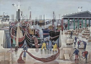 Alfred Daniels, R.W.S. - Fishing fleet in the harbour