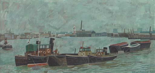 Alfred Daniels, R.W.S. - Thames Tugs, Cherry Tree Wharf