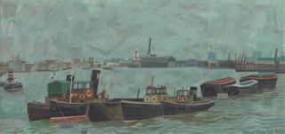 Alfred Daniels, R.W.S. - Thames Tugs, Cherry Tree Wharf