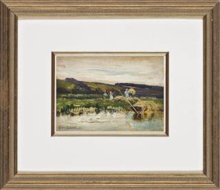 Alfred de Bréanski, R.B.A. - Haymaking on Bolney Island