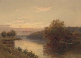 Alfred De Bréanski, Snr. R.B.A. - Dusk, Hurley on Thames