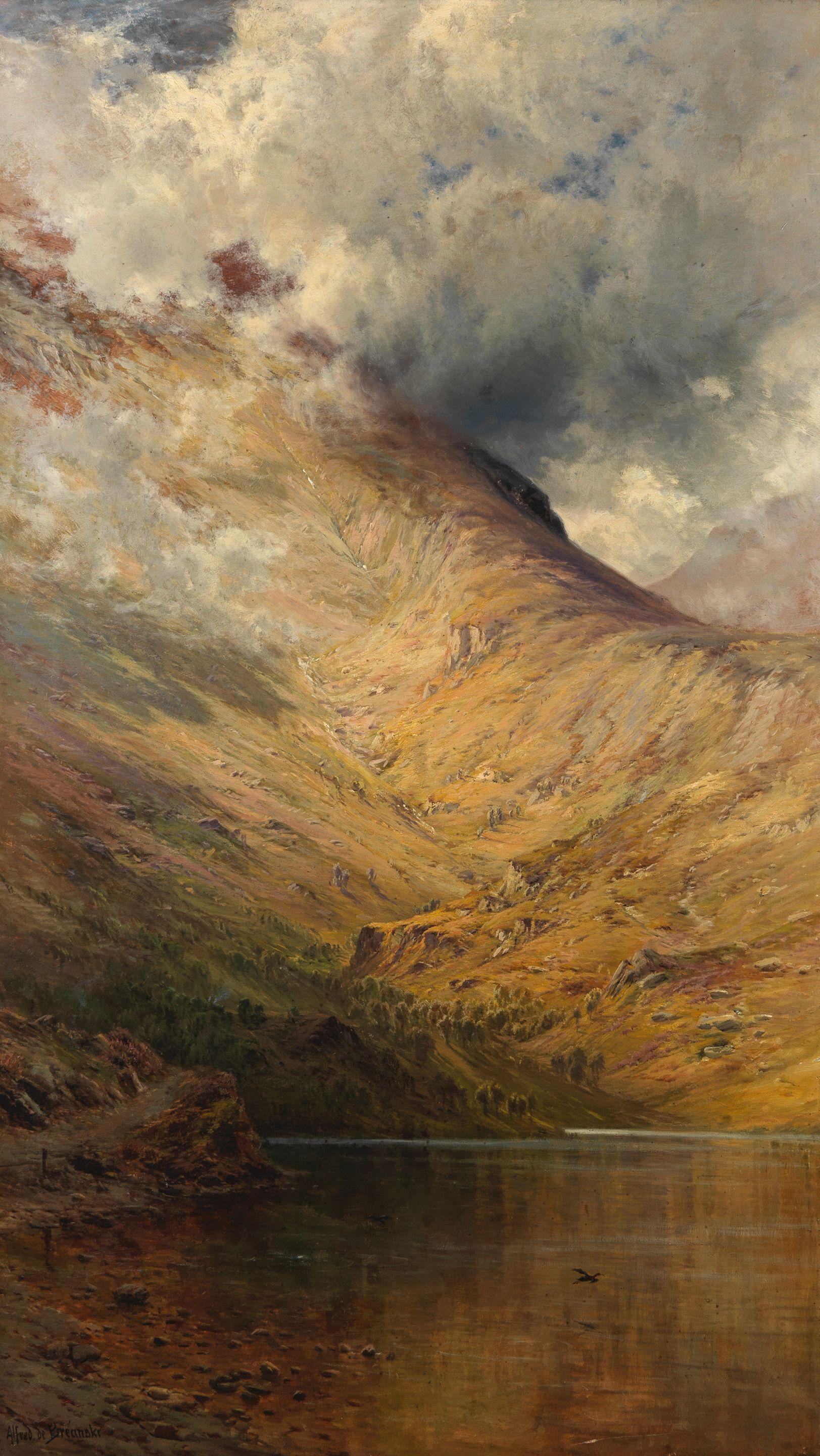 Alfred de Bréanski, Snr - A Scottish loch and mountains on a cloudy day