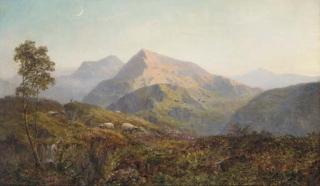 Alfred de Bréanski, Snr. - Sheep in a Highland landscape, evening