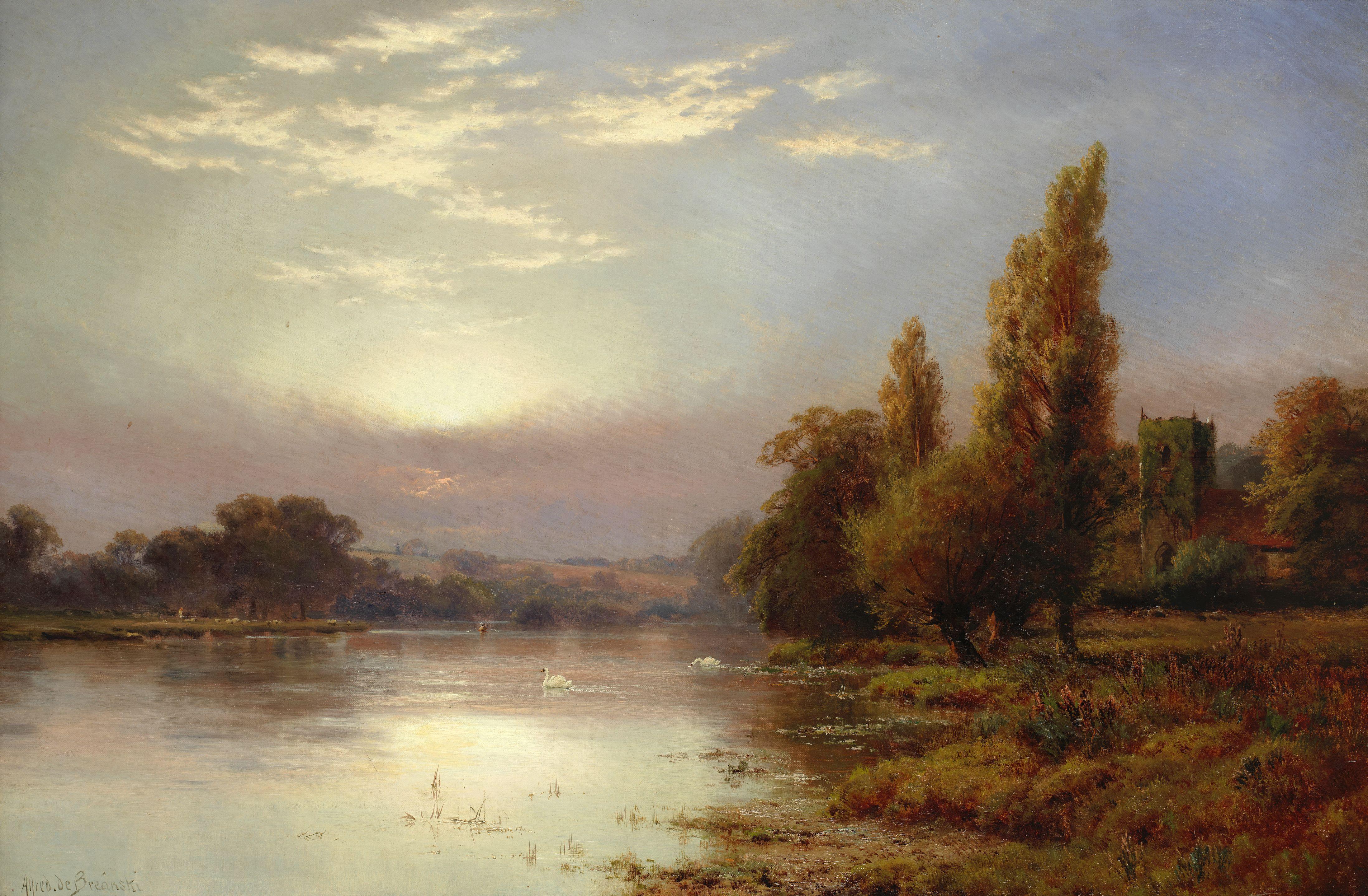 Alfred De Bréanski, Snr - Wargrave At Sunrise
