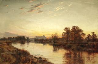 Alfred de Breanski Snr. - Windsor Castle from the Thames at sunset