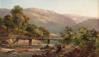 Alfred de Bréanski - An angler by a Highland river