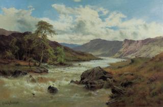 Alfred de Breanski - Fishing at Capel Curig, North Wales