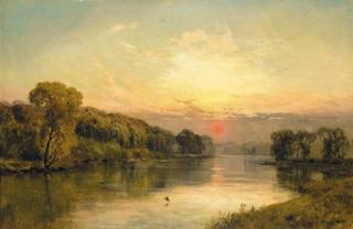 Alfred de Bréanski - The close of day, Quarry Wood on the Thames