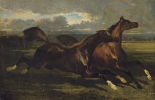 Alfred de Dreux - Etalons au galop: Galloping stallions