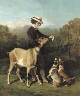 Alfred De Dreux - Feeding the Goat